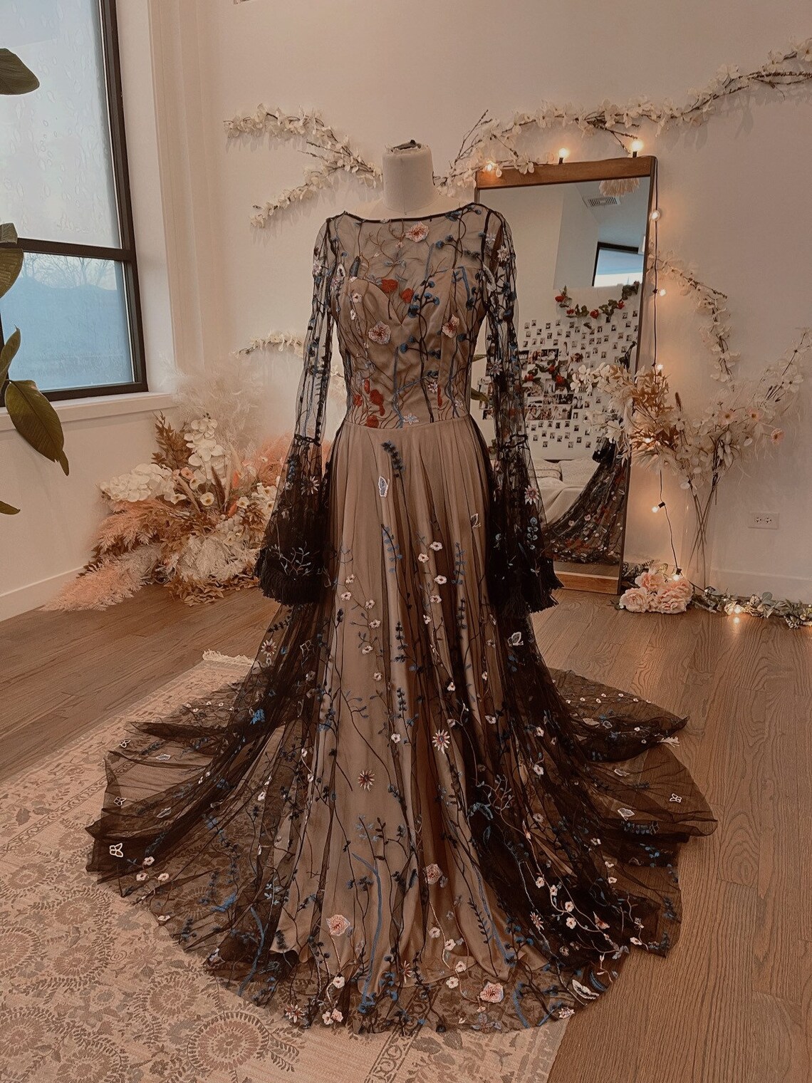 Color Wedding Dress Blue Boho Wedding Dress Floral Etsy