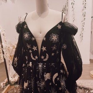 Starlight Black Wedding Dress Bohemian Tulle Wedding Gown Black Stars Wedding Dress MADE TO ORDER image 6
