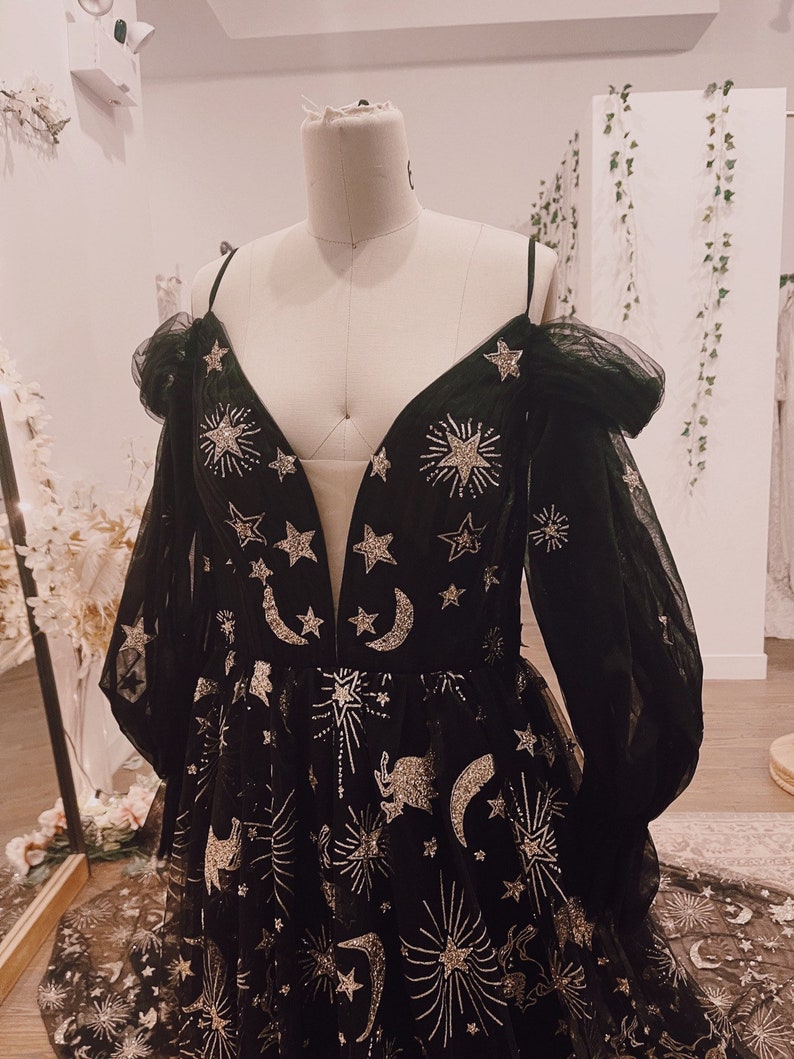 Starlight Black | Black Celestial Wedding Dress | Magical Black Bridal Gown | Sample | 3-4 Month Delivery image 5