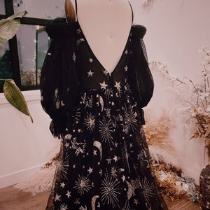 Starlight Black Wedding Dress Bohemian Tulle Wedding Gown Black Stars Wedding Dress MADE TO ORDER image 5