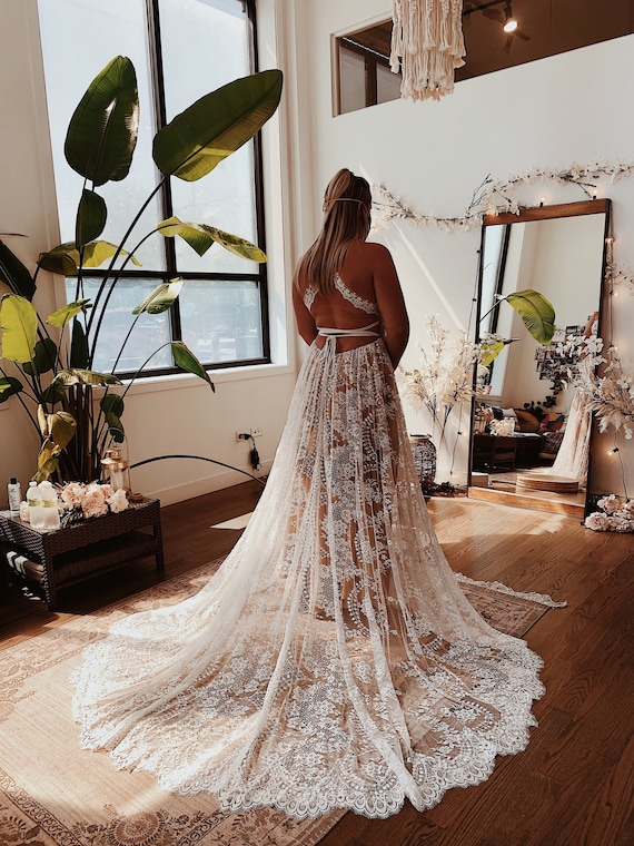 boho wedding dress etsy