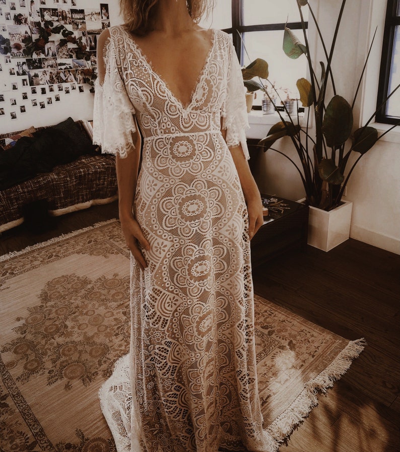 Behati Boho Wedding Dress /Bohemian wedding dress /Bohemian lace wedding dress / Lace wedding dresses / Lace bridal gown / MADE TO ORDER image 2