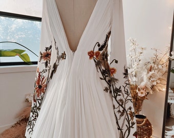 Ivory Embroidery Floral Dress - Floral Embroidery Fairytale Boho Wedding Dress MEADOW sample