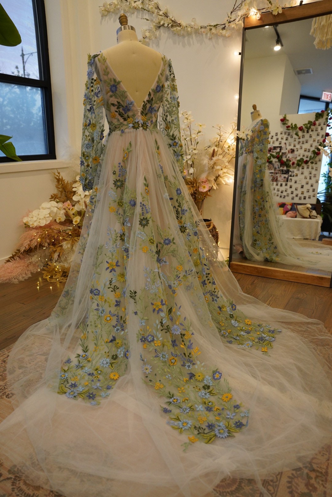 Primrose | Unique Floral Wedding Dress | Embroidery Cottagecore Dress |  Colorful Unique Wedding Dress - Made to Order 5-7 Month Delivery - Etsy