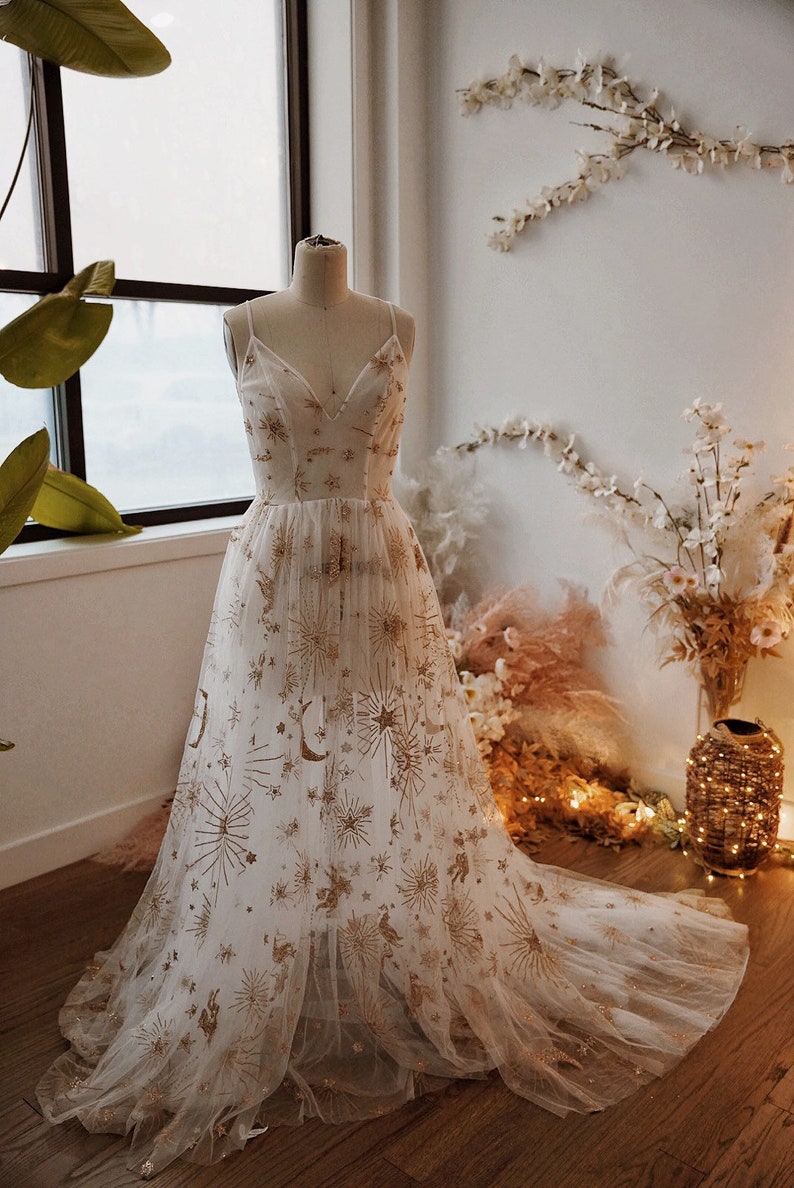 Aster Star Wedding Dress Unique Unconventional Dress Low Etsy