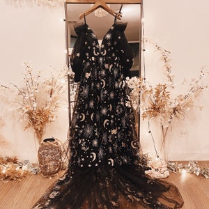 Starlight Black Wedding Dress Bohemian Tulle Wedding Gown Black Stars Wedding Dress MADE TO ORDER image 7