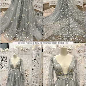 Gray Star Wedding Dress Celestial Dress For Unique Bride Bohemian Tulle Wedding Dress Star Dress Nova SAMPLE image 9