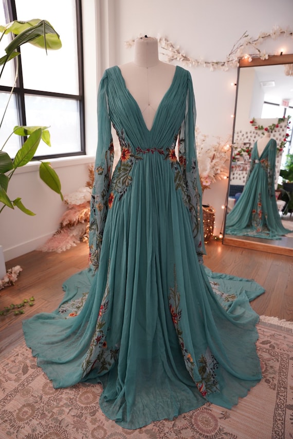 teal wedding dresses