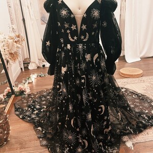 Starlight Black | Black Celestial Wedding Dress | Magical Black Bridal Gown | Sample | 3-4 Month Delivery image 8