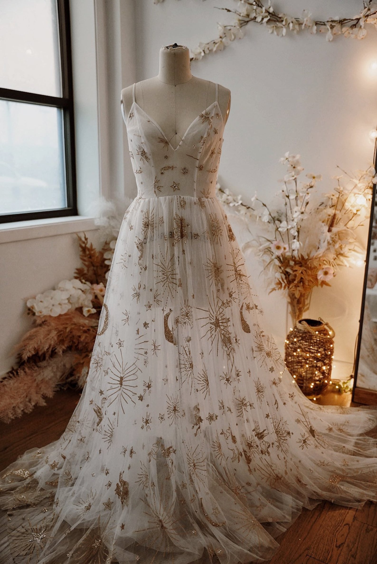 Aster | Celestial Wedding Dress | Gold Star Wedding Dress - Etsy Aster | Celestial Wedding Dress | Gold Star Wedding Dress - Etsy