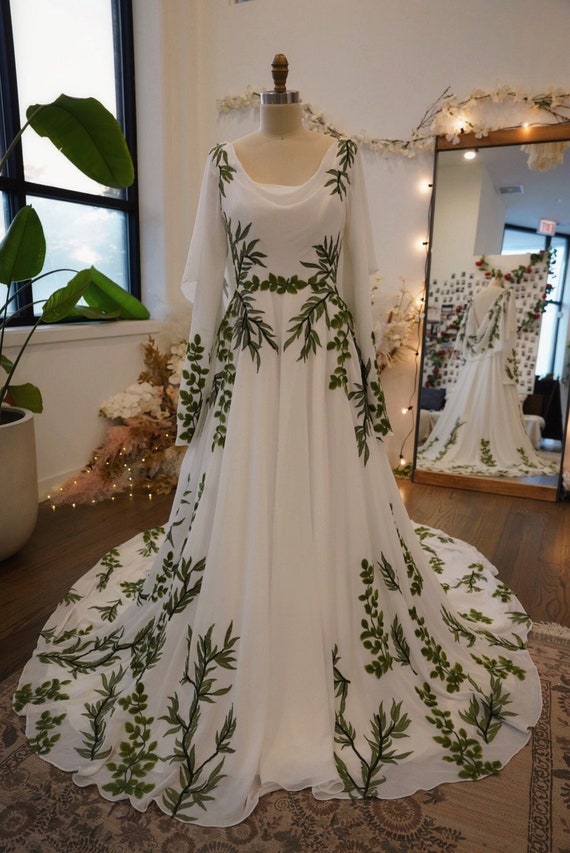 Olive Nature Wedding Dress Unique Etsy Israel