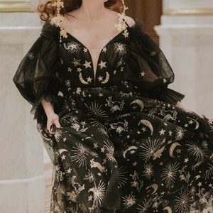 Starlight Black | Black Celestial Wedding Dress | Magical Black Bridal Gown | Sample | 3-4 Month Delivery