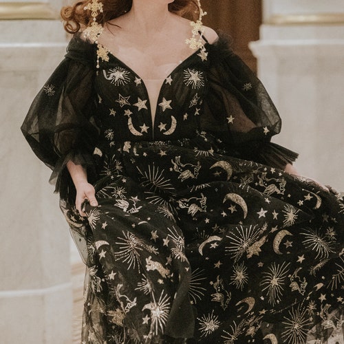 Starlight Black | Black Celestial Wedding Dress | Magical Black Bridal Gown | Sample | 3-4 Month