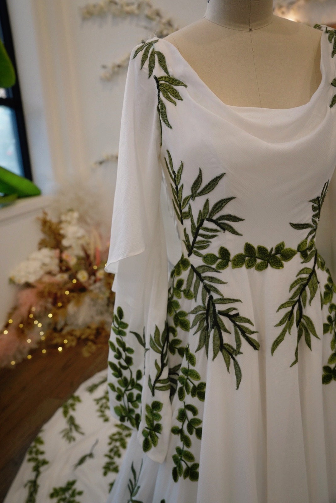 Olive | Green Vines Nature Inspired Wedding Dress | Unique Wedding Dress  With Leafs , Green Wedding Dress | Sample | 3-4 Month Delivery - Etsy
