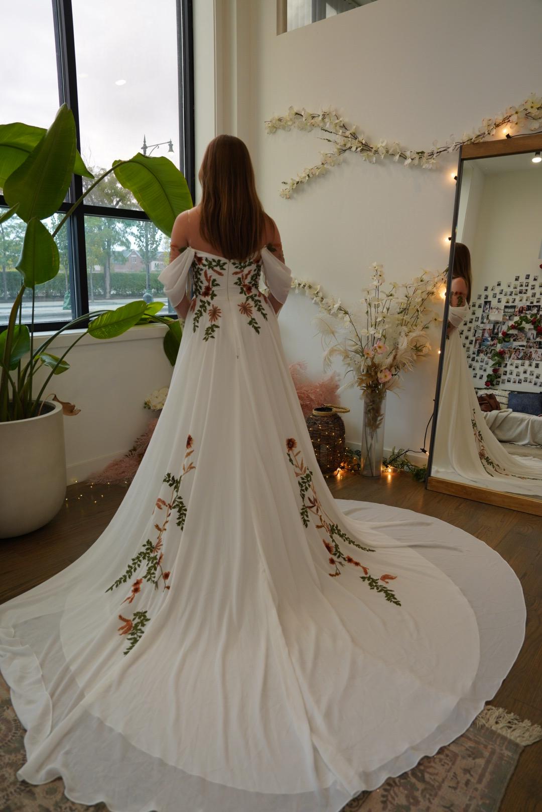 Juniper | off Shoulder Autumn Wedding Gown | Terracota Floral