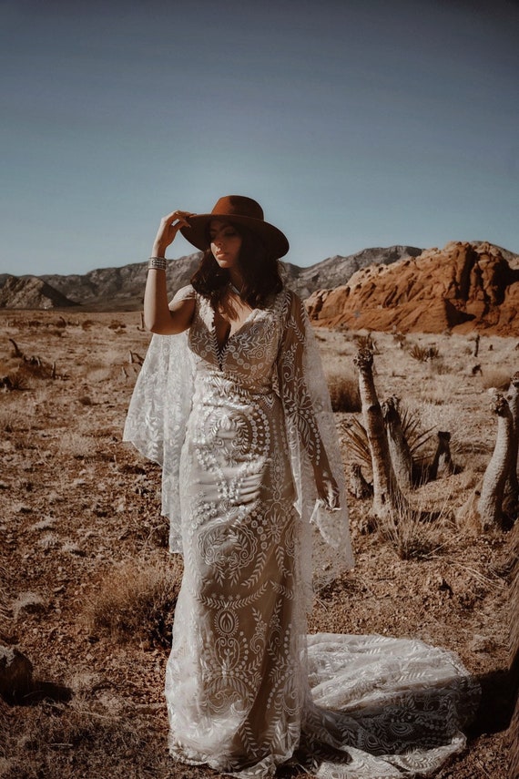 SANTORINI Boho Wedding Dress Bohemian Wedding Dress Bold Vintage