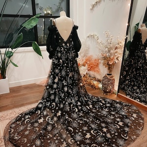 Starlight Black | Black Celestial Wedding Dress | Magical Black Bridal Gown | Sample | 3-4 Month Delivery image 2