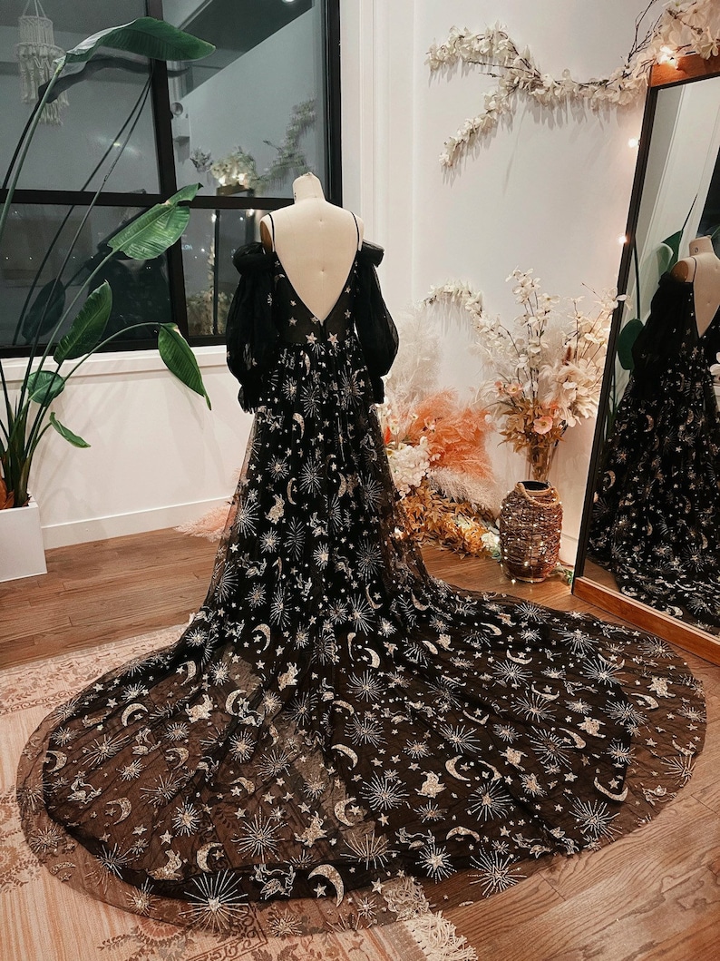 Starlight Black | Black Celestial Wedding Dress | Magical Black Bridal Gown | Sample | 3-4 Month Delivery image 2