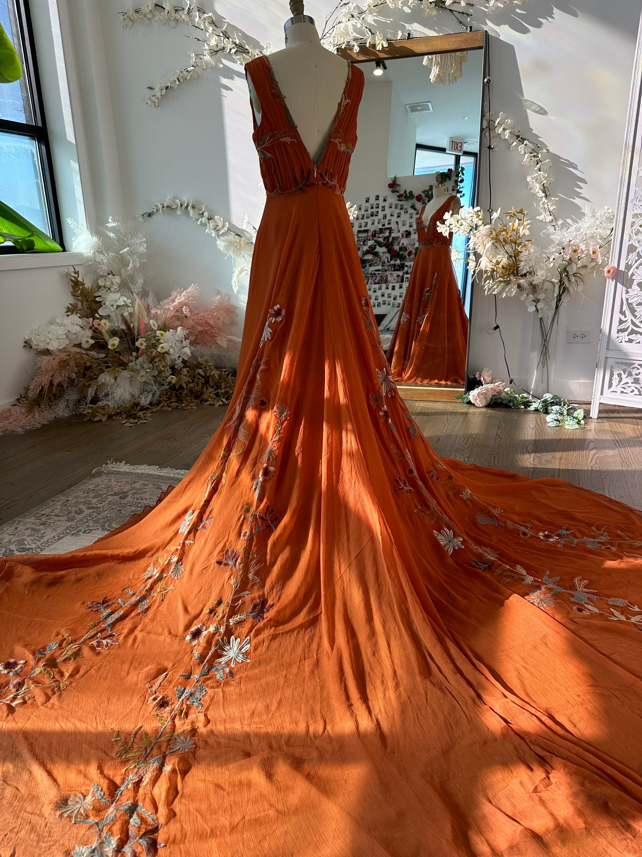 strapless open back dress Burnt Orange Sexy Chic Silky Mismatched Satin Mermaid Long Wedding  Bridesmaid Dresses - Chicsew
