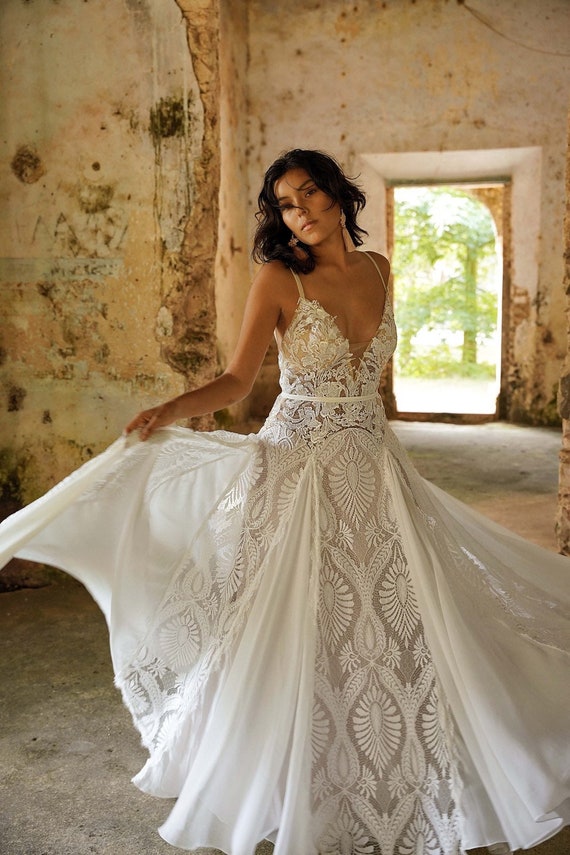 bohemian beach wedding dress