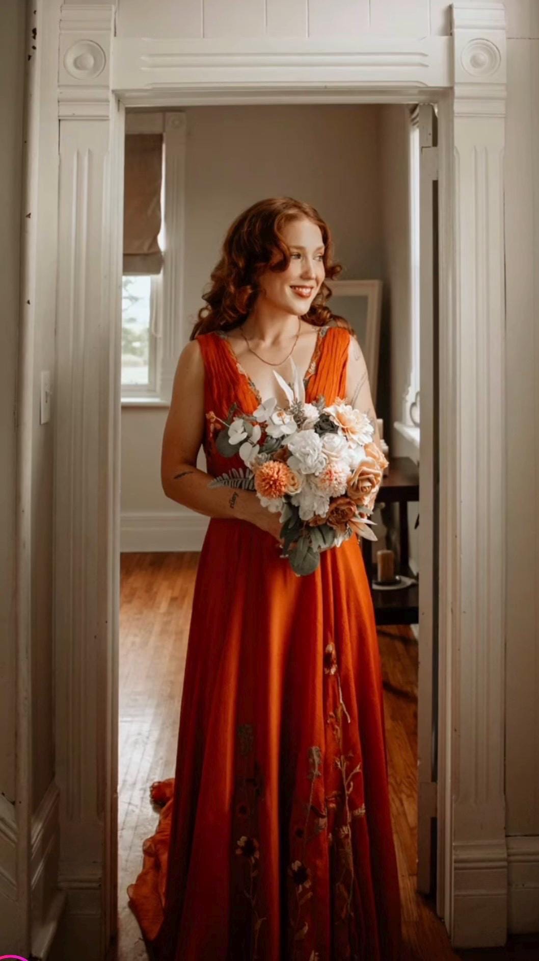 Fall Color Black And Orange Wedding Dresses Black Orange Wedding Dress
