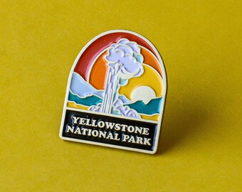 Yellowstone National Park Retro Hippie Soft Enamel Pin / National Park Souvenir, Collectible Gift for Nature Lovers, Explorers, & Hikers