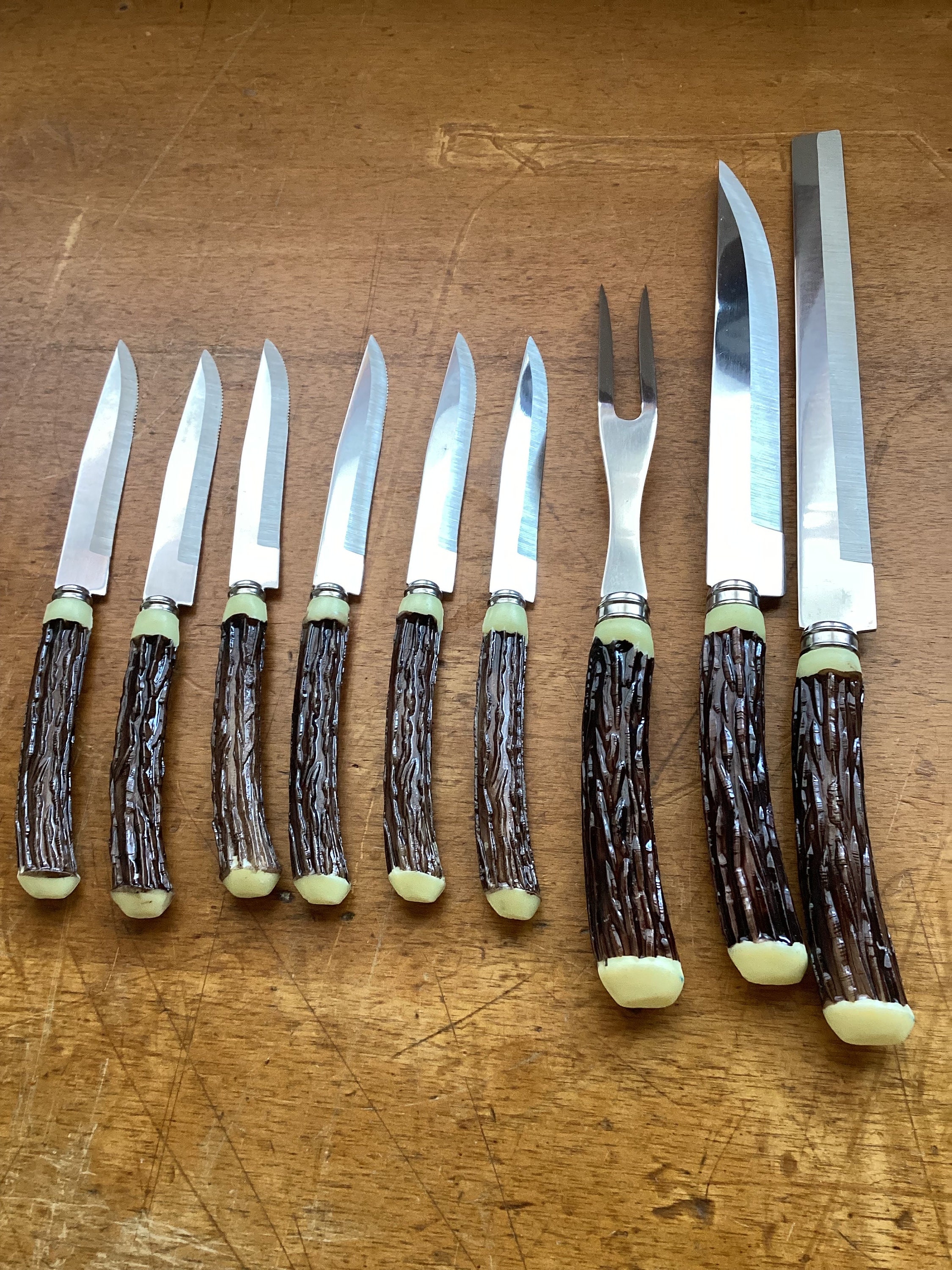 Floral Print Resin Knives Set of 6, Vintage Acrylic Handles Forged Steak  Knives 9.75 -  Denmark