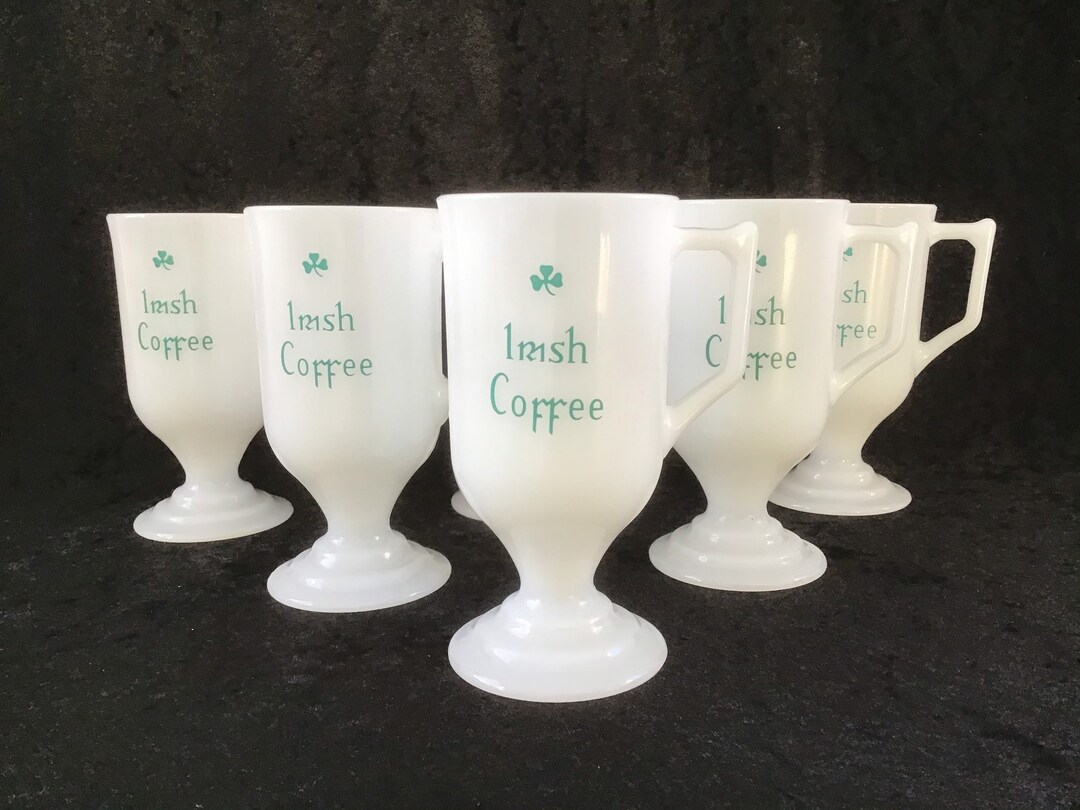 Vintage Milk Glass Irish Coffee Glasses / Mugs Set of 6 Etsy