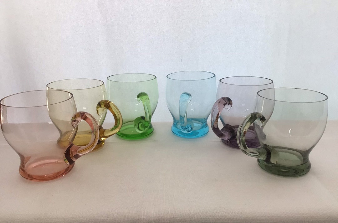 Harlequin Glasses With Handles Set of 6 1970s 10960 Etsy