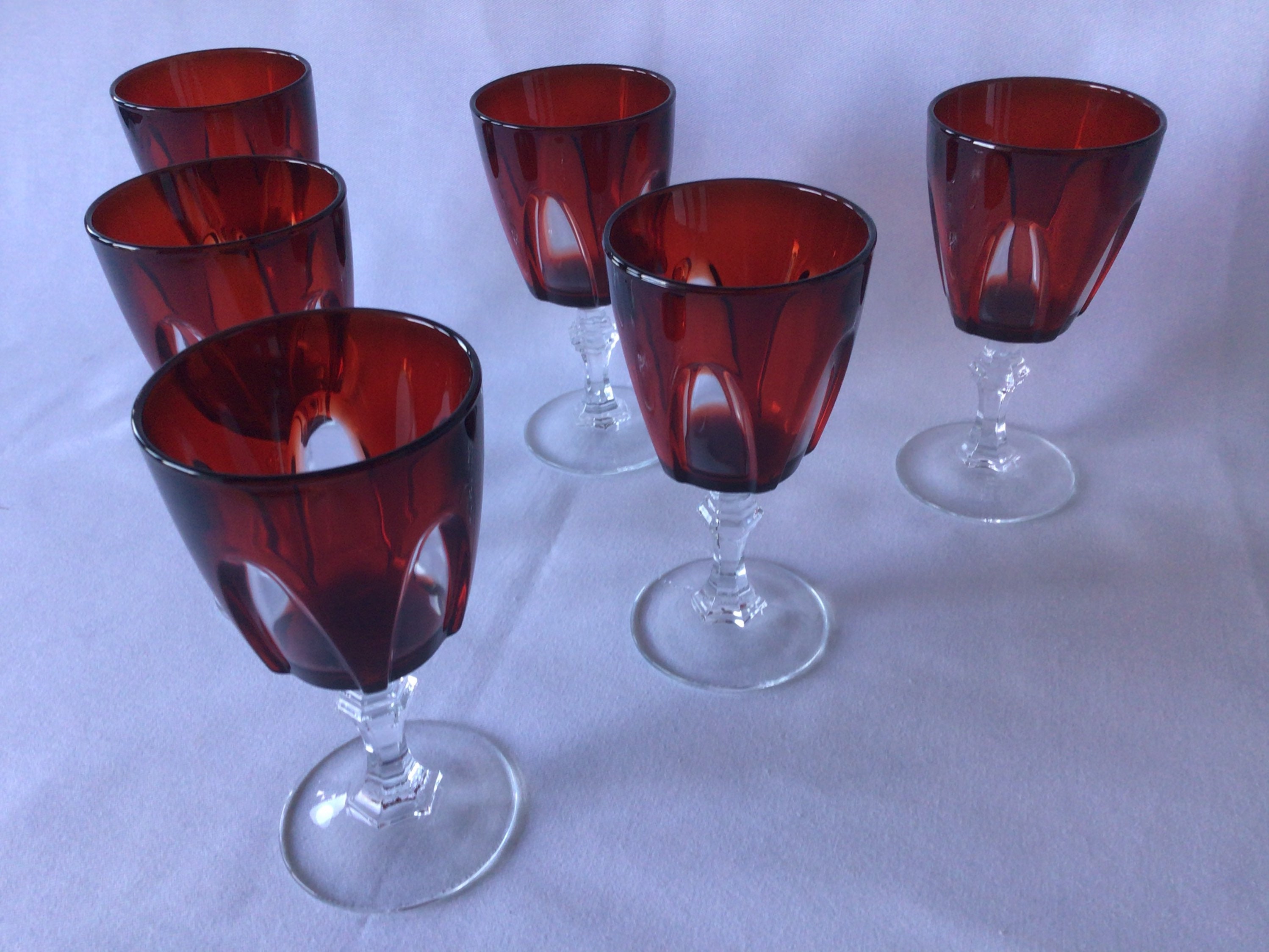 Vintage Luminarc Rubilux Wine Glasses Set of 6 1970's Etsy