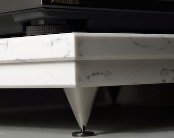 18x16x1.5 Attica White Turntable Stand, White Caesarstone Turntable Stand,Turntable Shelf,Turntable Table,Turnteble Platform, Turntable Base