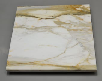 Turnteble Platform 18x18x1.5, Calacatta Marble Platform With Silver Spikes for Turntable,Turntable Base, Turntable Table, Audio Base