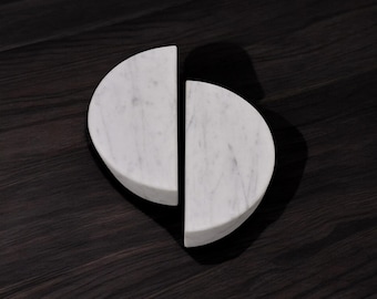 Bianco Carrara Marble Furniture Handle – Luxury Half-Moon Cabinet Pull Set of Two