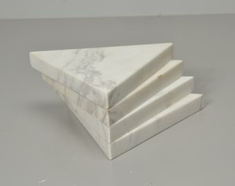 Triangle White  Base, Sculptures Base, Sculptures Display, Calacatta Figurines Platform