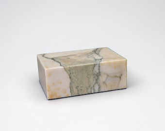 White Green Marble Display Base for Sculpture & Decor (8x6x3) DizzyStone Architectural Series