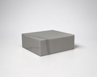 Calacatta Gold Marble Display Base – 8x8x3 Honed Stone Pedestal | Architectural Series Quiet Form