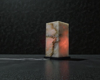 Natural Patagonia Stone Marble Night Lamp, 6x6x12 | Ambient Light for Bedroom & Living Room