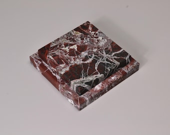 Rosso Levanto Marble Base: Modern Art Sculpture Display (6x6x1.5)