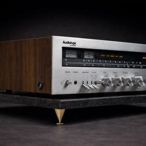 Antique Brown Granite Turntable Isolation Platform 18x16x0.75 with Brass Spikes, Record Player Stand