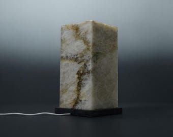 Natural Patagonia Stone Marble Night Lamp, 6x6x12 | Ambient Light for Bedroom & Living Room