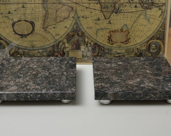Set of 2 11"x11"x1.25" Tan Brown Polish Vibration Control Platforms Speaker Stand Granite
