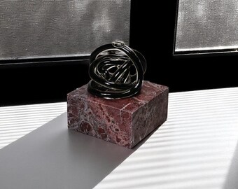 Red Marble Base 6Wx6Dx3H, Burgundy Marble Art Display Base – Handcrafted from Remnant Stone | Sculpture Pedestal | Solid Stone Plinth