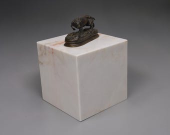 Calacatta Marble Pedestal – 10x10x10 Honed Stone Display Plinth | Architectural Series Quiet Form