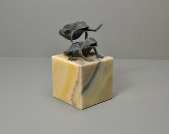 Onyx Bases Sculpture 5 x 5 x 5 Honed Finish,Art Base, Figurine display,Yellow Onyx Plinth