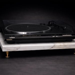 Honed Marble Turntable Isolation Platform 18x16x1.25 with Brass Spikes, Record Player Stand