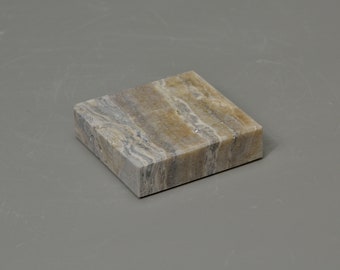 Yellow Onyx Honed Base, 3x3x0.75 Base art Display, Sculpture Dislpay, Calacatta Marble, Modern Platform