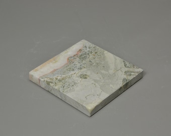 6x6.x0.75 Orange Onyx, Orange Onyx Base ,Art Display, Sculpture Dislpay, Orange with Green vein Display