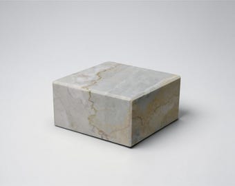 Handcrafted Gray Marble Sculpture Pedestal: Honed Stone Art Display Plinth, 8x8x4