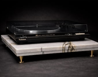 Marble Turntable Isolation Platform 18x18x1.5 Dual Layer with Brass Spikes, Record Player Stand