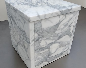 White Sculpture Base 10x10x10, Calacatta Vagli Art Display Base, Sculpture Display, Calacatta Marble, Modern Platform